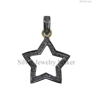 925 Sterling silver Pave Diamond Star Pendant Jewelry Supplier