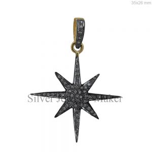 Sterling silver Handmade Pave Diamond Star Pendant Jewelry Supplier
