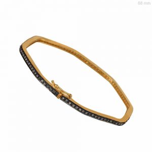 68*68 MM Bangle Bracelet Natural Diamond 14k Gold 925 Sterling Silver Jewelry
